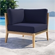 Modway Clearwater Teak Wood and Fabric Outdoor Corner Chair in Gray/Navy