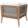 Modway Clearwater Teak Wood and Fabric Outdoor Corner Chair in Gray/White