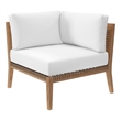 Modway Clearwater Teak Wood and Fabric Outdoor Corner Chair in Gray/White