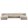 Modway Conjure 6-Piece Channel Tufted Fabric Sectional Sofa in Black/Beige
