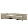 Modway Conjure 4Pcs L-Shaped Channel Tufted Fabric Sectional in Black/Beige