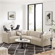 Modway Conjure 4Pcs L-Shaped Channel Tufted Fabric Sectional in Black/Beige