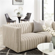 Modway Conjure 4Pcs L-Shaped Channel Tufted Fabric Sectional in Black/Beige
