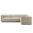 Modway Conjure 4Pcs L-Shaped Channel Tufted Fabric Sectional in Black/Beige