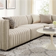 Modway Conjure 4Pcs L-Shaped Channel Tufted Fabric Sectional in Black/Beige