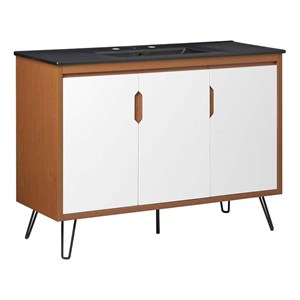 Modway Energize 48&quot MDF and Particleboard Bathroom Vanity - Cherry/White/Black