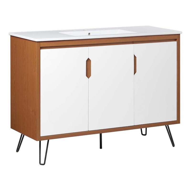 Modway Energize Bathroom Vanity in Cherry White White