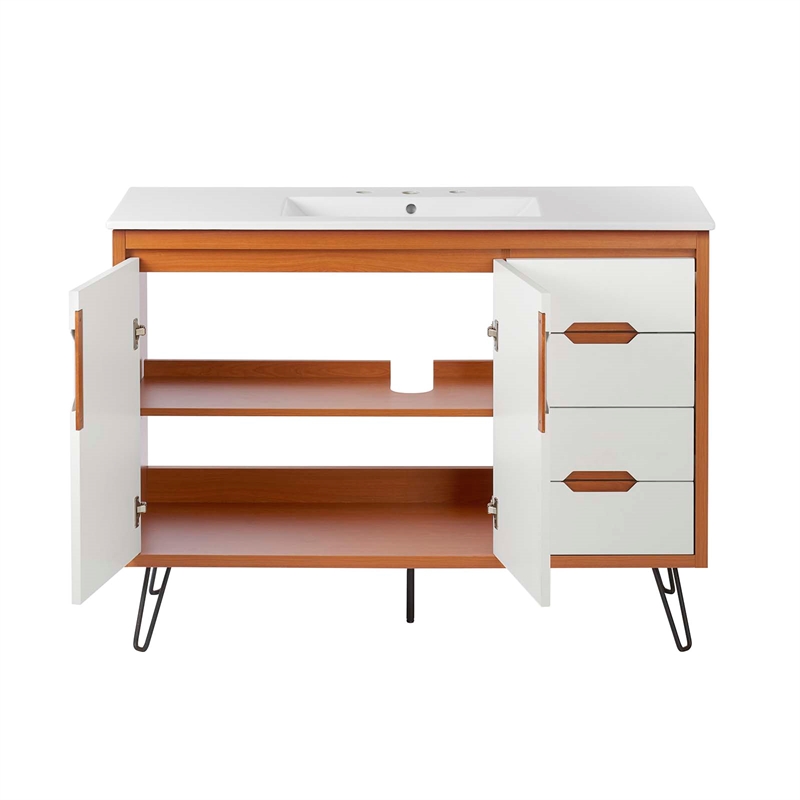 Modway Energize Bathroom Vanity in Cherry White White