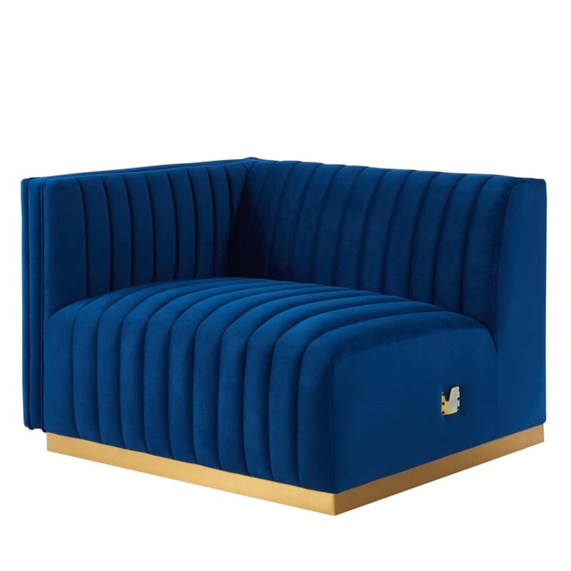 Modway Conjure Channel Tufted Performance Velvet Loveseat in Gold/Navy