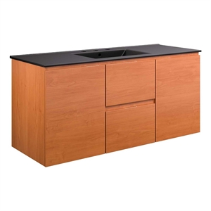Modway Scenic 48&quot Melamine Wall-Mount Bathroom Vanity - Cherry/Black