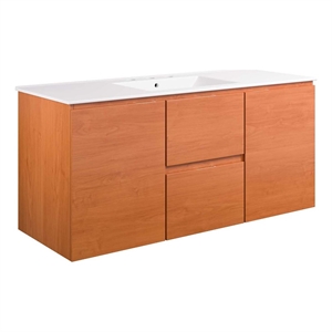 Modway Scenic 48&quot Melamine Wall-Mount Bathroom Vanity - Cherry/White