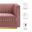 Modway Sanguine Velvet Modular Sectional Sofa Loveseat in Dusty Rose Pink