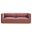 Modway Sanguine Velvet Modular Sectional Sofa Loveseat in Dusty Rose Pink