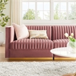 Modway Sanguine 3-Seat Velvet Modular Sectional Sofa in Dusty Rose Pink