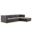 Modway Sanguine 4-Piece Velvet Modular Sectional Sofa in Gray
