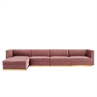 Modway Sanguine 5-Piece Velvet Modular Sectional Sofa in Dusty Rose Pink