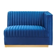 Modway Sanguine Velvet and Stainless Steel Right-Arm Chair in Navy Blue