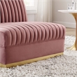 Modway Sanguine Velvet and Stainless Steel Armless Chair in Dusty Rose