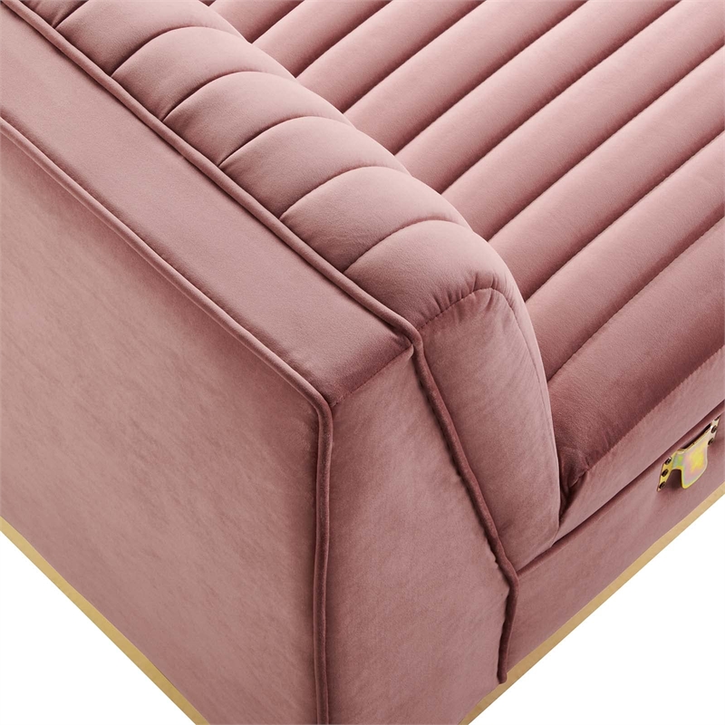 Modway Sanguine Velvet and Stainless Steel Armless Chair in Dusty Rose