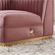 Modway Sanguine Velvet and Stainless Steel Left Corner Chair in Dusty Rose