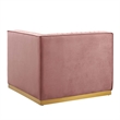 Modway Sanguine Velvet and Stainless Steel Left Corner Chair in Dusty Rose