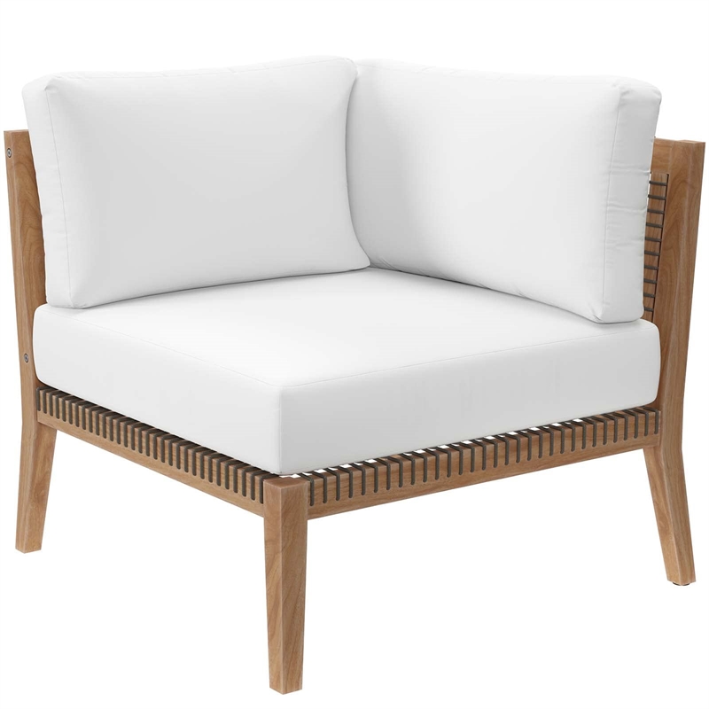 Modway Clearwater 4-Piece Wood Fabric Outdoor Sectional Sofa in Gray/White