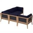 Modway Clearwater 5-Piece Wood Fabric Outdoor Sectional Sofa in Gray/Navy