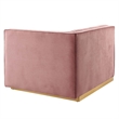 Modway Sanguine Velvet and Stainless Steel Right-Arm Chair in Dusty Rose