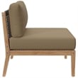 Modway Clearwater Teak Wood Fabric Outdoor Sofa in Gray/Light Brown