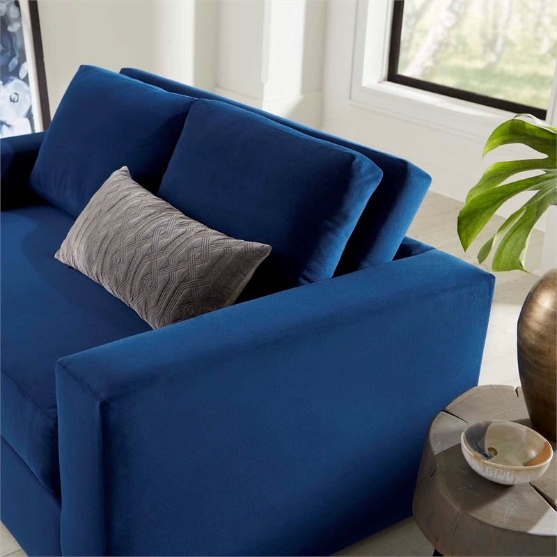 Modway Avendale Modern Style Performance Velvet Loveseat in Deep Navy