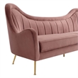 Modway Cheshire Performance Velvet and Stainless Steel Sofa in Dusty Rose