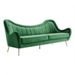 Modway Cheshire Performance Velvet and Stainless Steel Sofa in Emerald Green