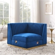Modway Sanguine Velvet and Stainless Steel Right Corner Chair in Navy Blue