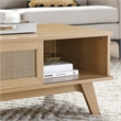 Modway Soma Modern Style Natural Rattan and MDF Wood Coffee Table in Oak