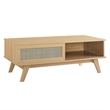 Modway Soma Modern Style Natural Rattan and MDF Wood Coffee Table in Oak