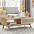 Modway Soma Modern Style Natural Rattan and MDF Wood Coffee Table in Oak