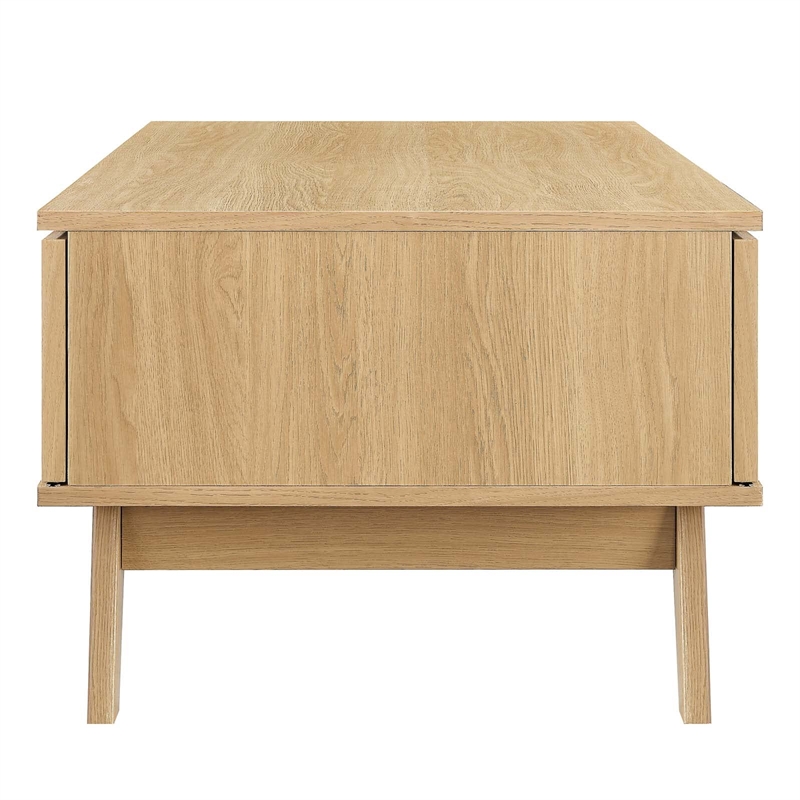 Modway Soma Modern Style Natural Rattan and MDF Wood Coffee Table in Oak