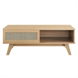 Modway Soma Modern Style Natural Rattan and MDF Wood Coffee Table in Oak