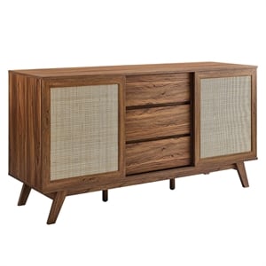 Modway Soma 59&quot Natural Rattan and MDF Wood Sideboard in Walnut