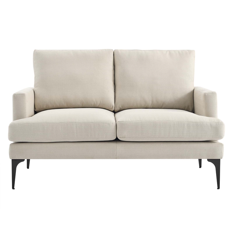 Modway Evermore Metal and Upholstered Fabric Loveseat in Beige