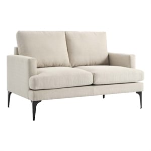 Modway Evermore Metal and Upholstered Fabric Loveseat in Beige