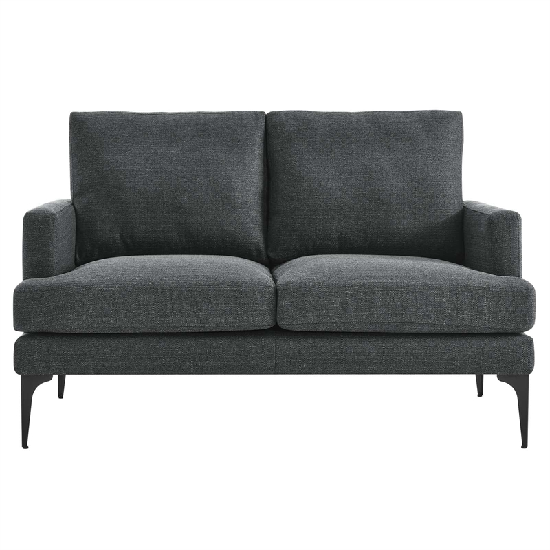 Modway Evermore Metal and Upholstered Fabric Loveseat in Gray