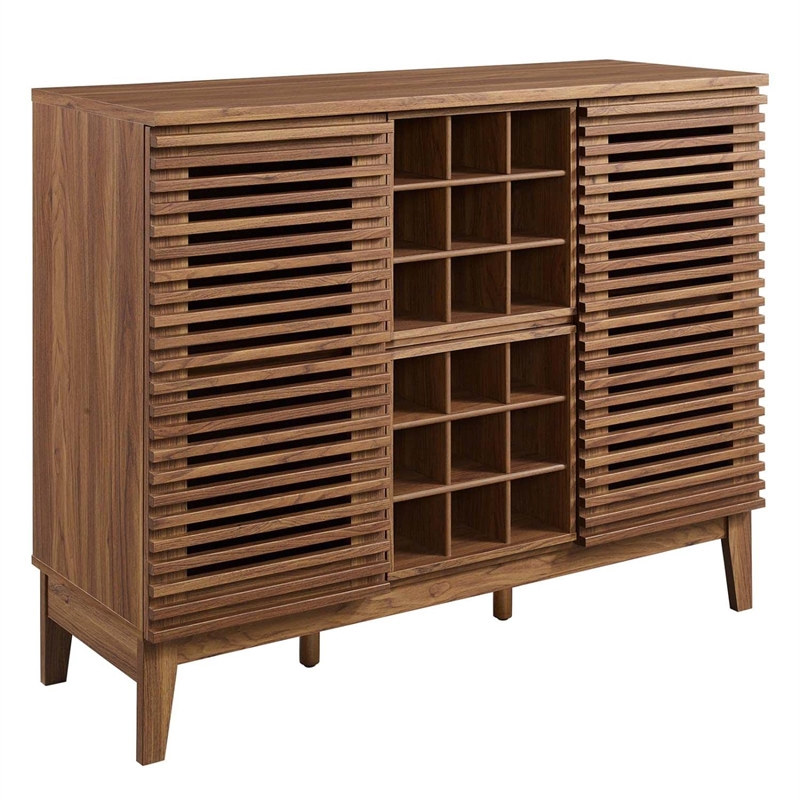 Modway Render Particleboard and Laminate Bar Cabinet in Walnut