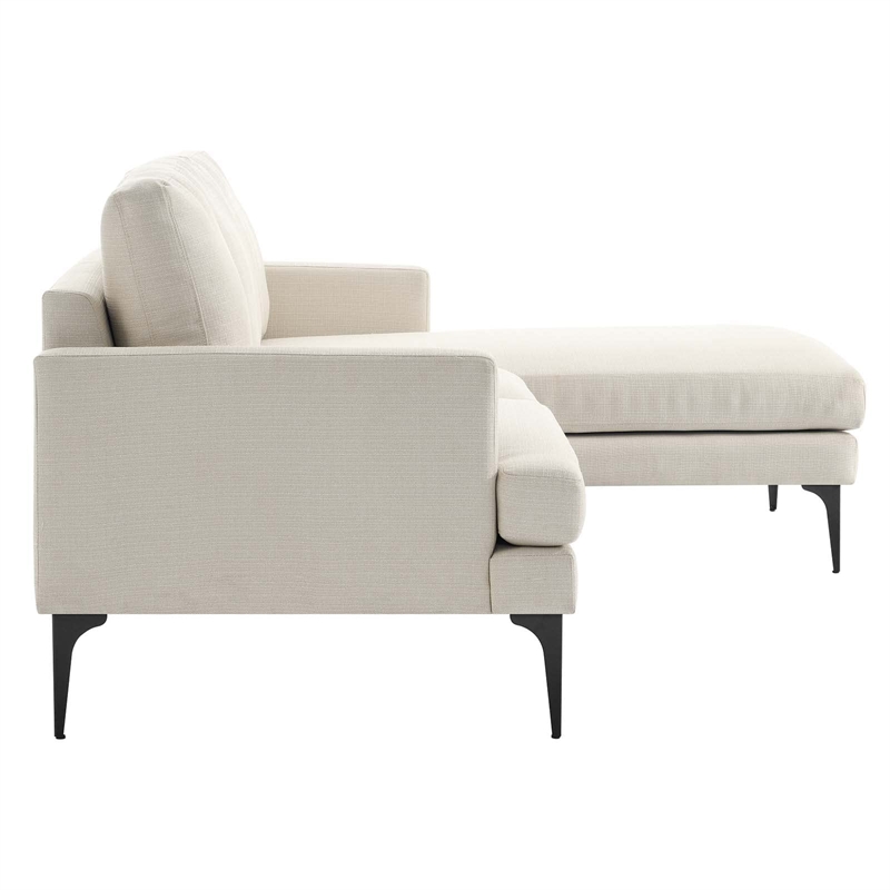 Modway Evermore Right-Facing Metal and Upholstered Fabric Sectional Sofa - Beige
