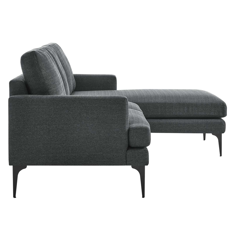 Modway Evermore Right-Facing Metal and Upholstered Fabric Sectional Sofa - Gray