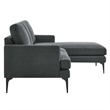 Modway Evermore Right-Facing Metal and Upholstered Fabric Sectional Sofa - Gray