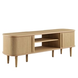 Modway Contour Rubberwood and MDF Wood TV Stand for TVs up to 60&quot in Oak
