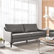 Modway Corland Modern Style Leather and Metal Sofa in Gray Finish
