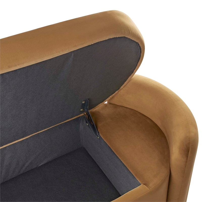 Modway Nebula Upholstered Performance Velvet Bench in Cognac Brown