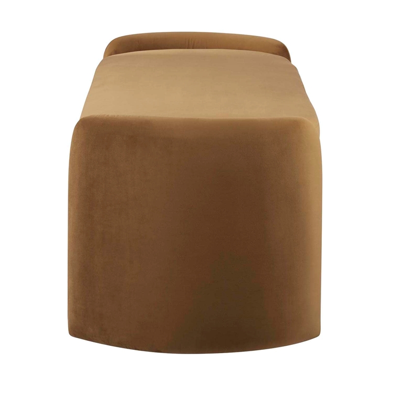 Modway Nebula Upholstered Performance Velvet Bench in Cognac Brown